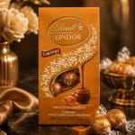 Box of Lindt Lindor caramel truffles with wrapped chocolates