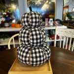 Trio Stacked Plaid Pumpkins 