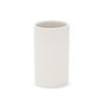 White cylindrical candle in a glass holder
