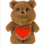 Brown teddy bear with a red heart on its chest