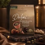 Box of Dubai-style chocolate cones with pistachio filling