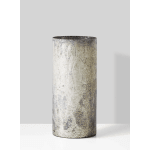 Tall textured metal vase in a mottled silver finish