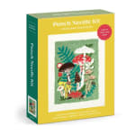 Punch needle kit box with a woodland mushroom design