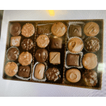 Assorted chocolates arranged in a rectangular gift box