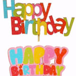 Colorful glitter Happy Birthday sign on a white background