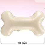 Cream bone-shaped balloon on a pink background with 30 inch text