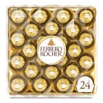 Box of Ferrero Rocher chocolates in gold wrappers