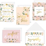 Set of floral sympathy and thinking-of-you greeting cards with envelopes