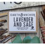 Lavender and sage handcrafted soap bar in a paper wrapper