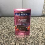 Ghirardelli dark chocolate raspberry squares box on a countertop
