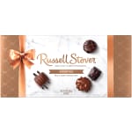 Box of assorted milk and dark chocolates with a ribbon graphic