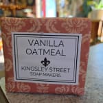 Vanilla Oatmeal soap box on a countertop