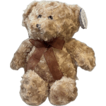 Teddy bear with a brown ribbon bow