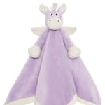 Lavender and white plush unicorn security blanket