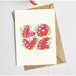 Greeting card with the word Love in pink floral letters