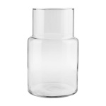 Clear glass cylinder vase with a narrower top section