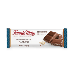 Wrapped milk chocolate almond bar on a white background