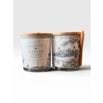 Two scented candles in glass jars with wooden lids