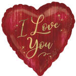 Heart-shaped red balloon with gold "I Love You" text