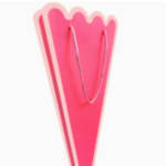 Pink paper flower sleeve with scalloped top and handles
