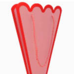 Pink scalloped paper wrap with red trim