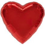 Red heart-shaped foil balloon on a white background