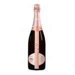 Bottle of Chandon Brut Rosé sparkling wine with pink foil and label on a white background