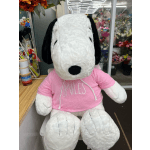 Large Snoopy plush toy wearing a pink shirt