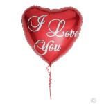 Red heart-shaped balloon with "I Love You" text