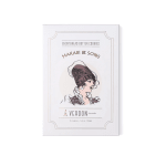 Box of lavender shortbread butter cookies with a vintage-style illustration