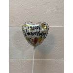 Heart-shaped balloon with "Happy Anniversary" text and heart patterns
