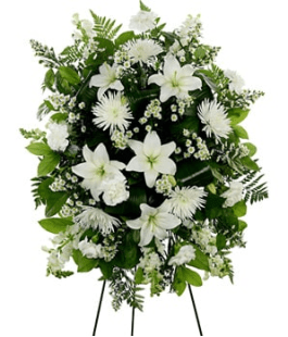 White Standing Spray Bf 190 11k In San Jose Ca Toshi S Flowers Gifts