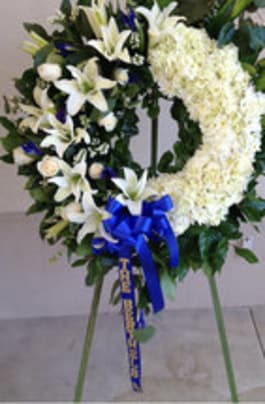 So Sorry For Your Loss Wreath Blue And White By Flowers Pronto So Sorry For Your Loss Wreath Blue And White By Flowers Pronto