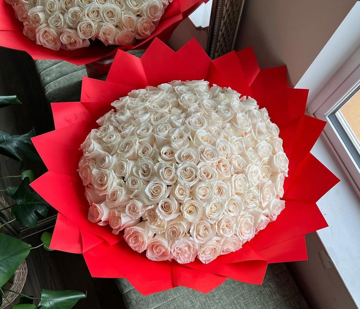 100 white roses - Beautiful 100 long stem white roses 
