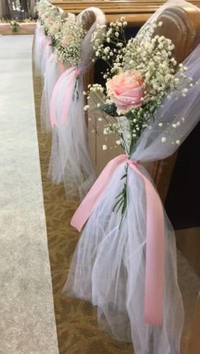 Flowers For Church - White Tull, Pink Rose, 