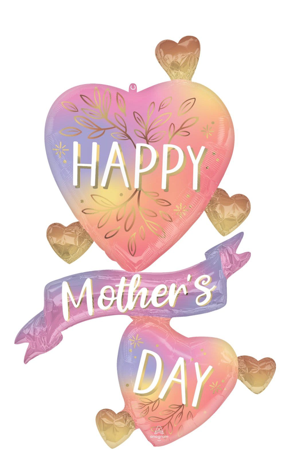 Stacked Happy Mothers - 1 Giant Decorative Multi-Balloon  31 in x 49 in (78 cm x 124 cm) Over 4ft. Tall