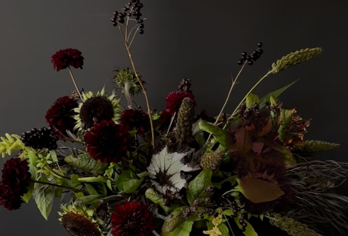 SOLD OUT- 10/25: Spooky Arrangement - Floral Arrangement Workshop - Sunday, October 25th | 10:30 AM–12:00 PM   Price: $125  Color Focus: Eggplant, acid green, black, and smoky violet—mysterious, electric, and edgy.  Design Style: Unconventional and wild with sharp lines, moody contrast, and unexpected structure—floral design with a dark twist.  What’s Included: Rare seasonal flowers, dark-toned vessel, design tools, creative instruction, and your dramatic, seasonal arrangement to take home.  Group Size: We require a minimum of 4 participants and can comfortably host up to 8 people in our shop. Workshop will be rescheduled if minimum not met. 