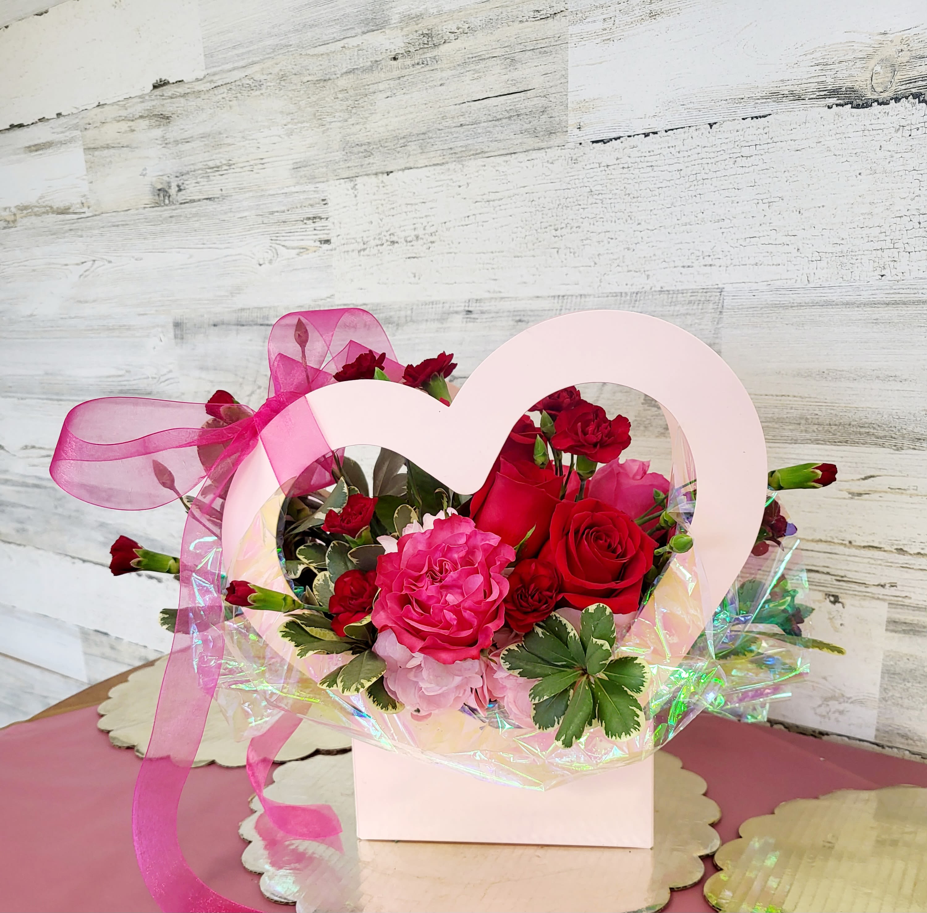 Heart Box full of Sweetness - perfect little arrangement in heart shape box