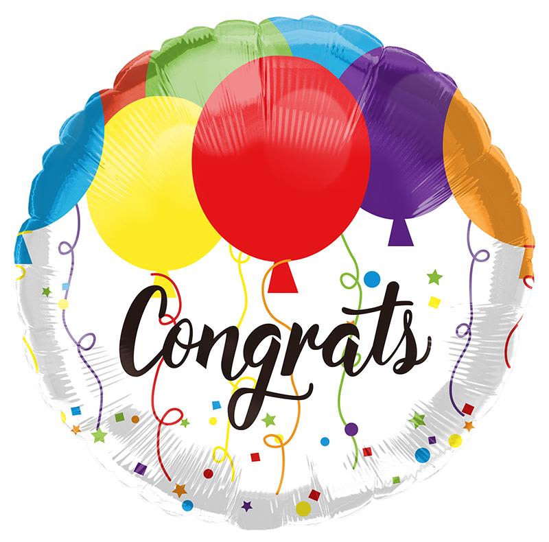 Round balloon with colorful balloons and the word Congrats