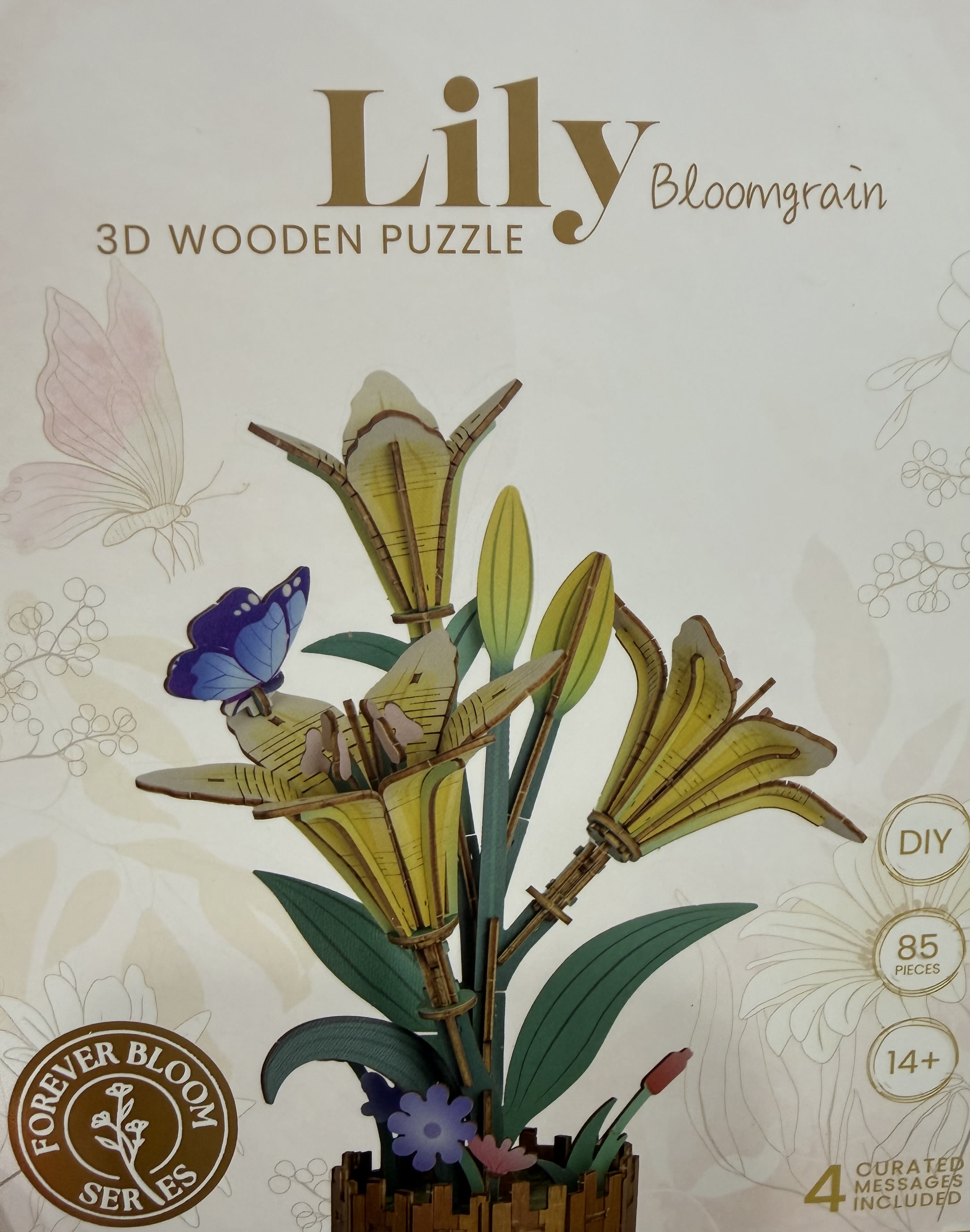 Rowood Wooden Bloom Craft - Rowood Wooden Puzzle with four messages included for any occasion.  Flower choices include: lily, carnation, sunflower, or tulip