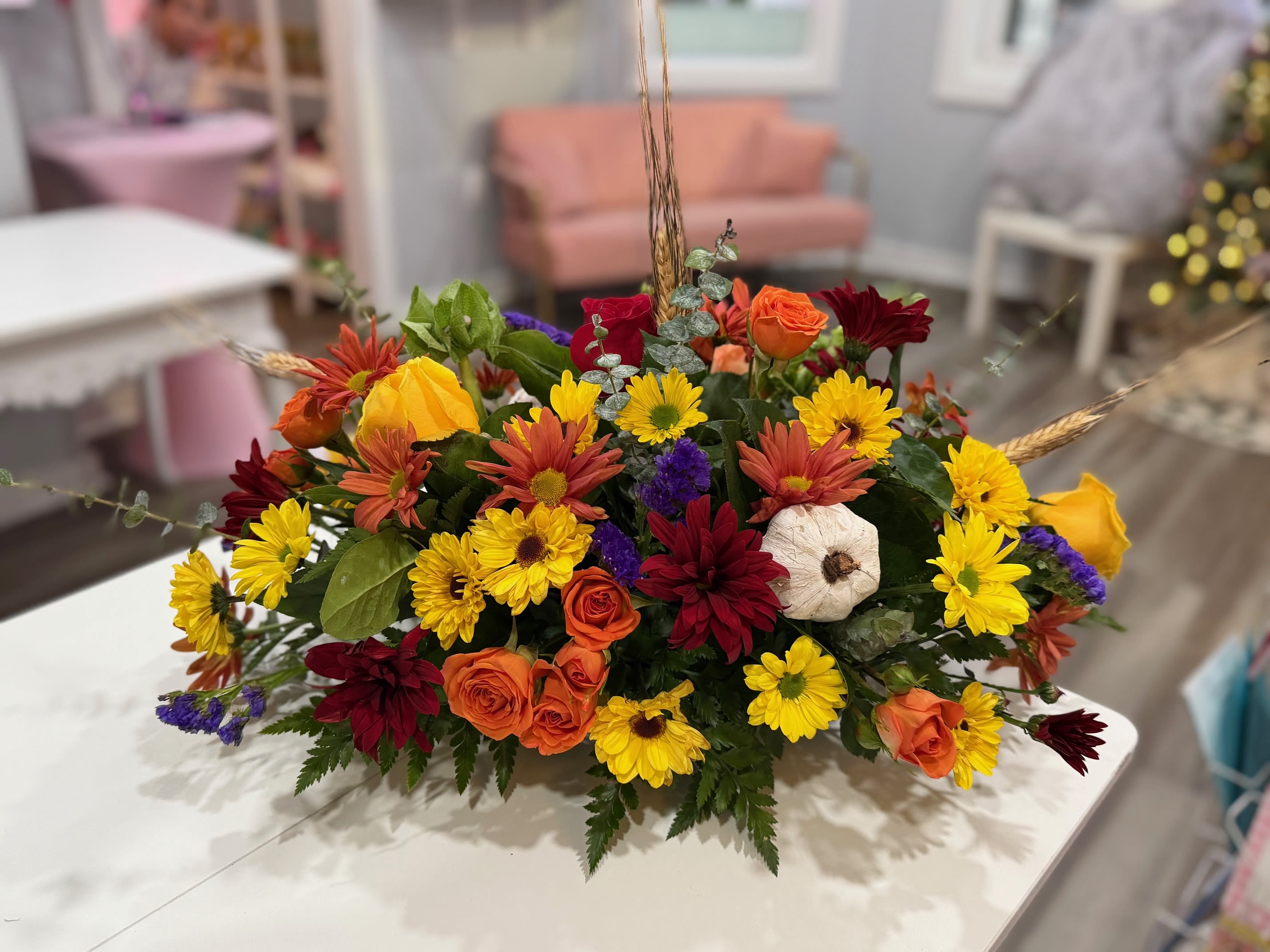 thanksgiving #2 - Colorfully and large natural centerpiece.  