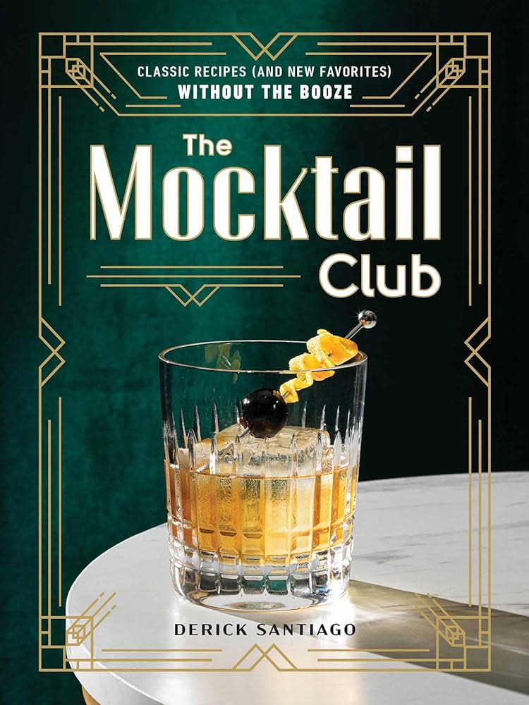 Book cover showing a cocktail glass with an orange garnish on a green background
