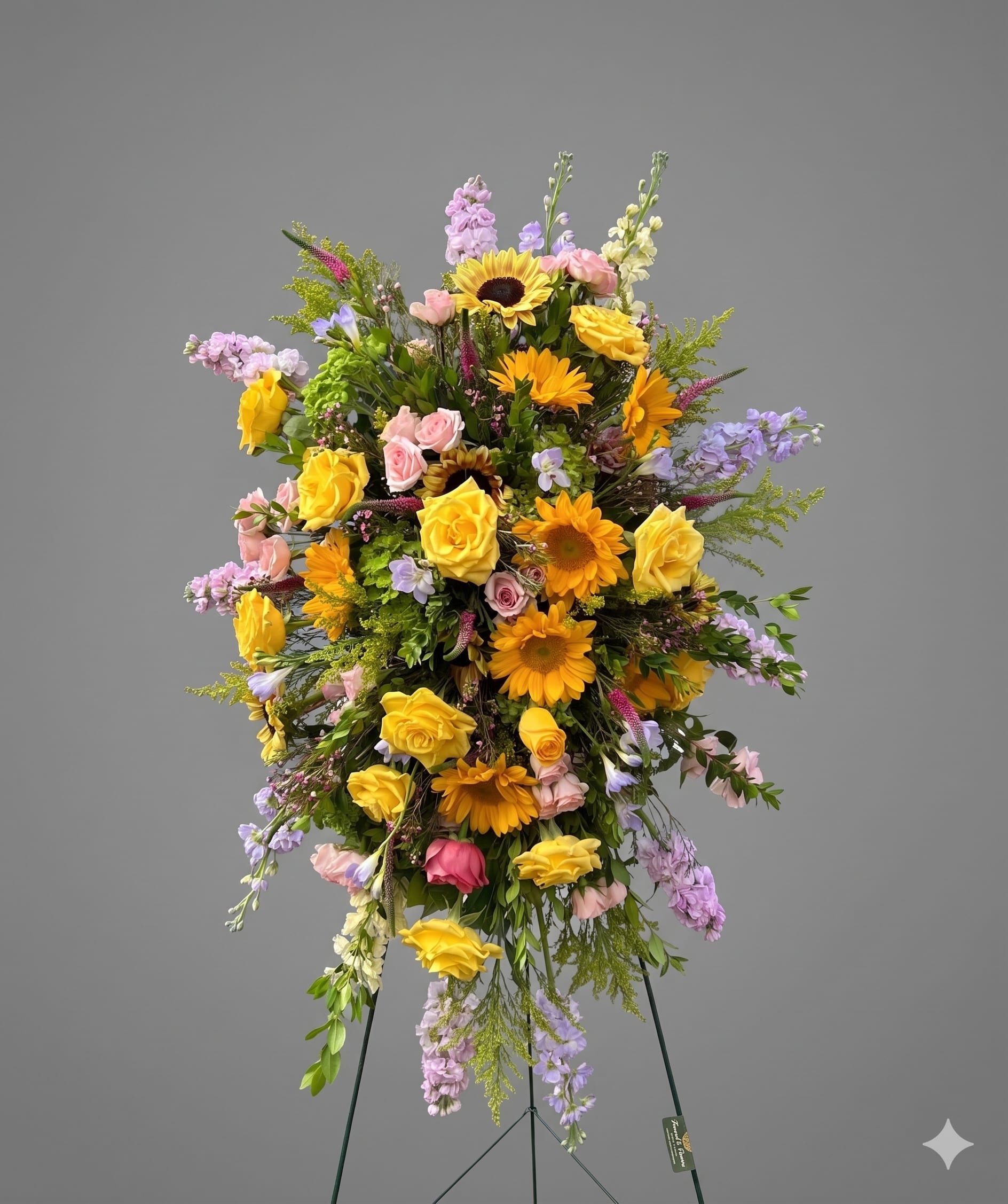 BP76 - Eternal Sunshine - A soothing blend of soft pastels and vibrant summer blooms, symbolizing warmth, love, and cherished memories. A gentle tribute to celebrate a beautiful life.