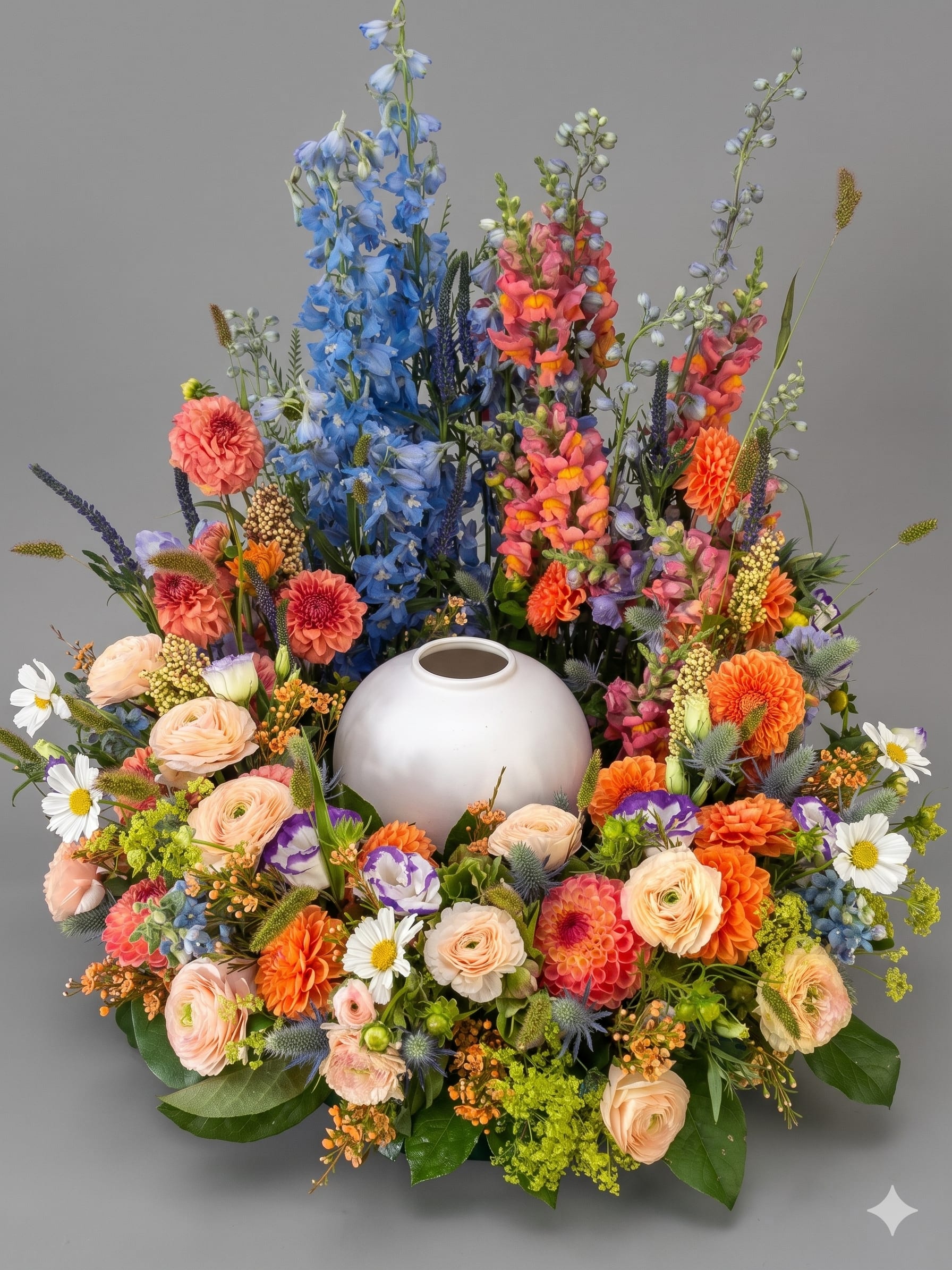 BP82 - Gentle Farewell - A soft, garden-style arrangement of roses and seasonal blooms in soothing tones, thoughtfully designed to offer comfort and remembrance.