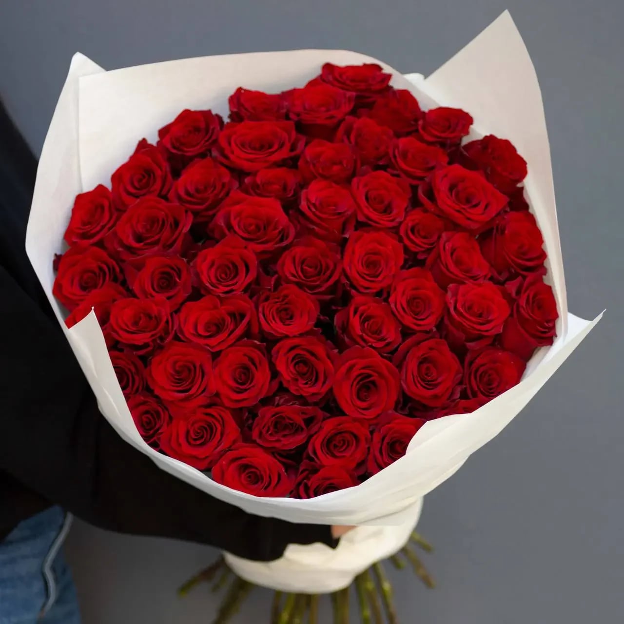 Red roses  - 50 red roses hand tied 