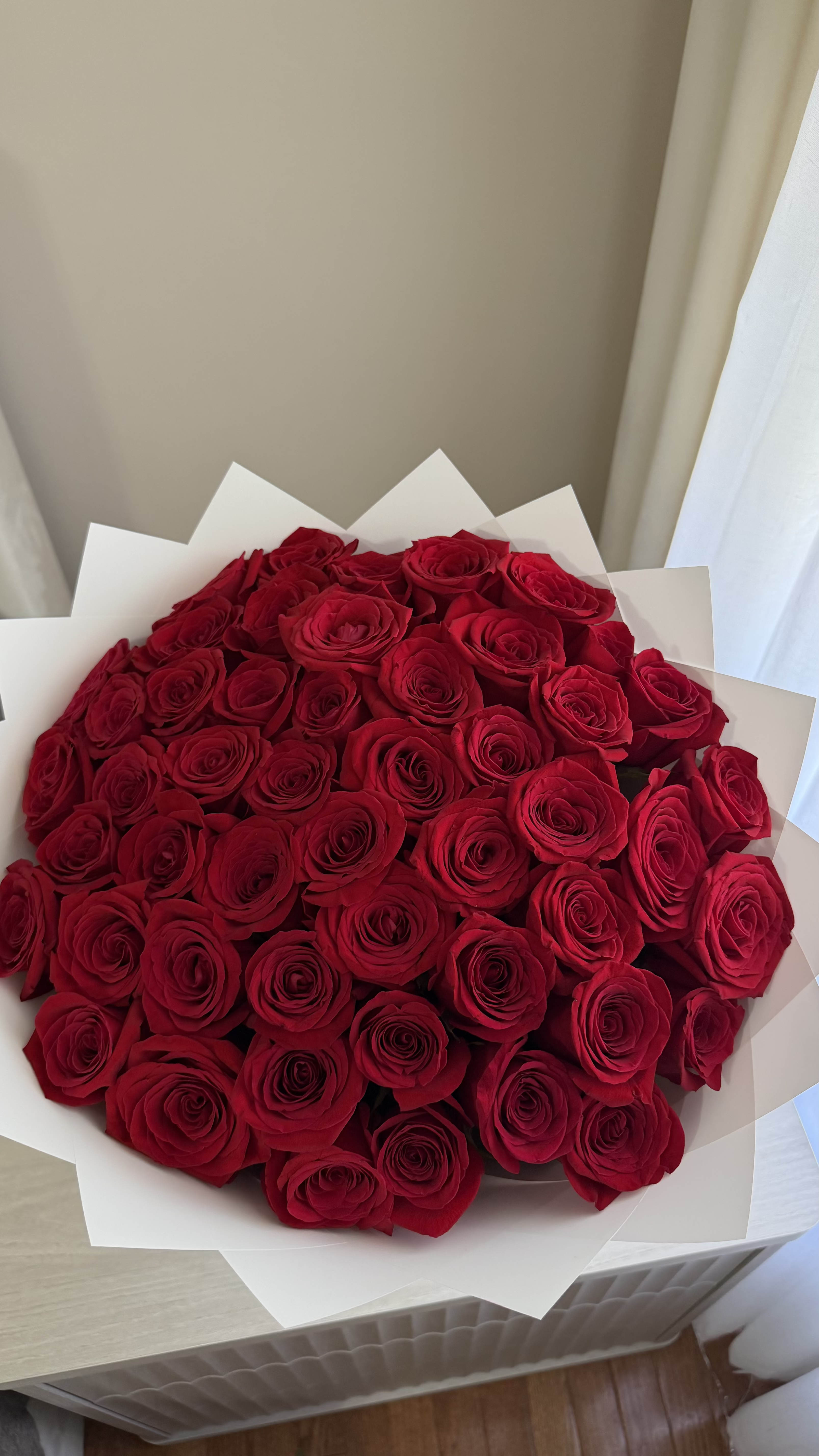 50 Stem Red Roses  - Elegant red rose bouquet, beautifully wrapped