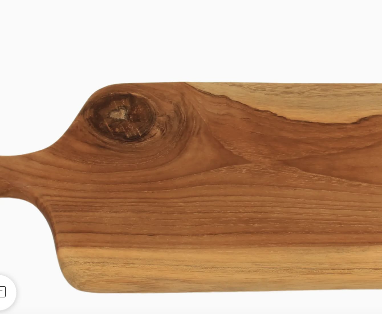 Wooden serving board with a rounded handle and natural grain