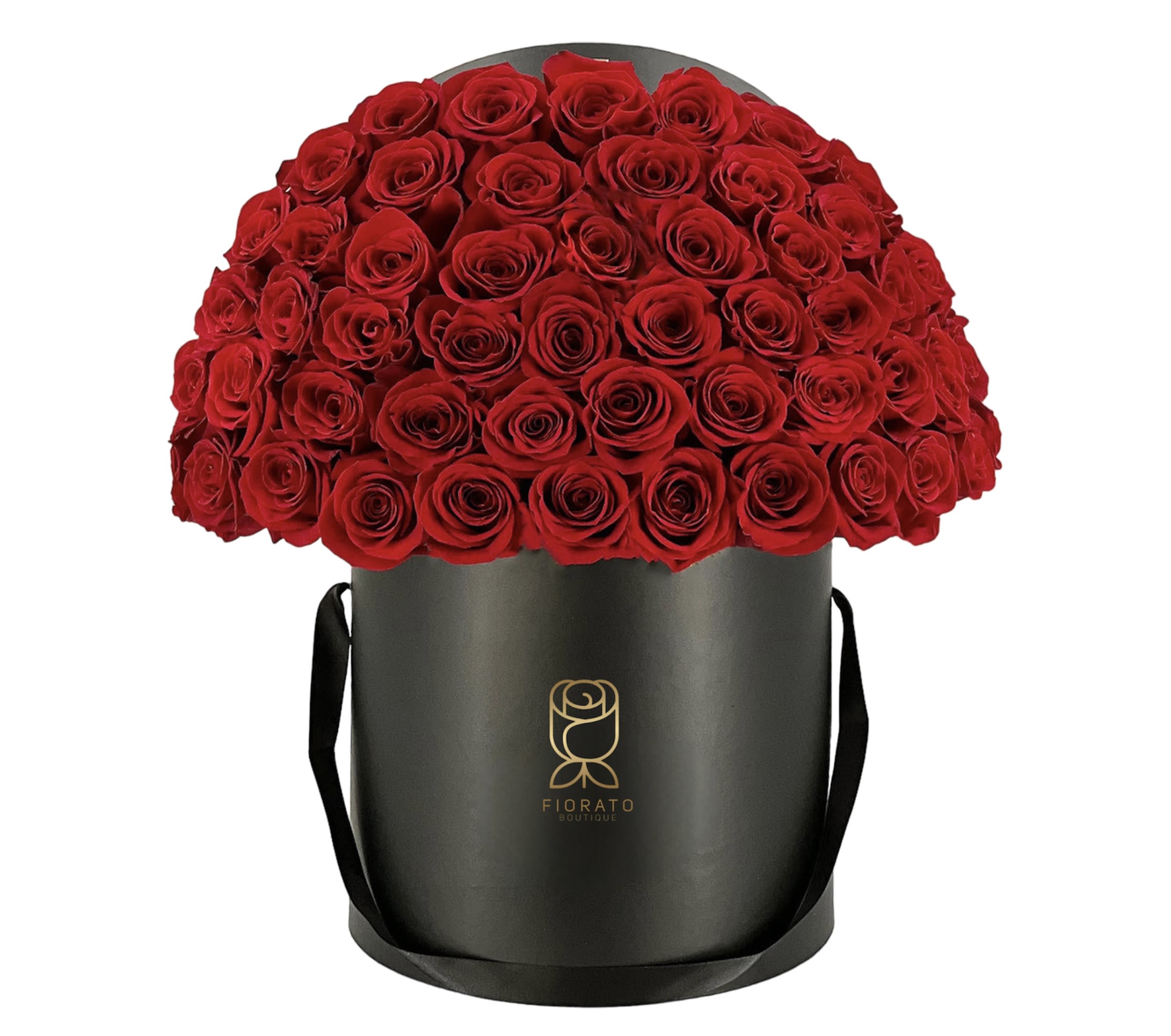 Alma - Fiorato Sacramento, CA.(50 stems roses) - Experience the majestic beauty of our premium red roses, elegantly arranged in the iconic black Fiorato box. This luxury bouquet radiates warmth, sweetness, and delicate luminosity, transforming any space and special moment into a memorable experience. Perfect for birthdays, anniversaries, romantic gestures, or any special occasion, this stunning floral design awakens emotions and speaks the language of nature. Each arrangement is thoughtfully crafted to deliver elegance, sophistication, and unforgettable style. Ideal for gifting, luxury floral delivery, and same-day service.