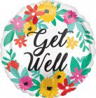 Floral wreath graphic with the words "Get Well" in the center