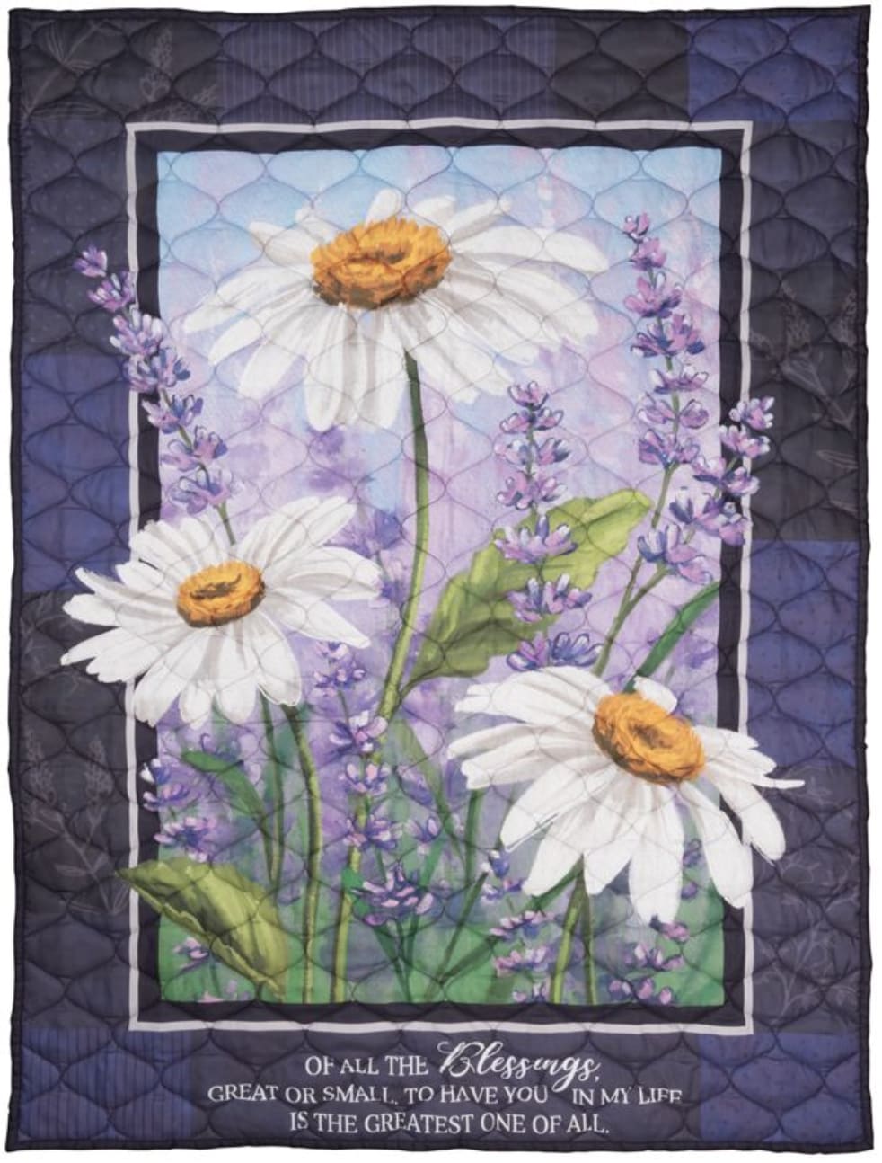 Lavender &amp; Daisy Blessing's Quilt - Looking for a Friendship or Remembrance Quilt? This daisy "Blessings" quilt is the perfect gift. Approximately 37"x52"  "Of All the Blessings, Great or Small, To Have You In My Life is the Greatest One of All."